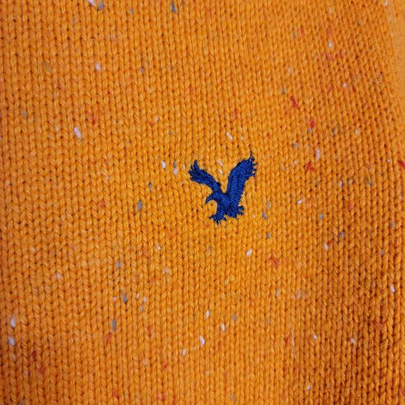 American Eagle Sweater Orange Cotton Elbow Patch Academia Athletic Large #181 - Picture 8 of 10